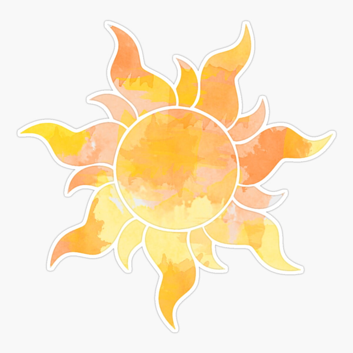 Onim Orange And Yellow Sun Watercolor Sticker, Phone Decal Water Bottle ...