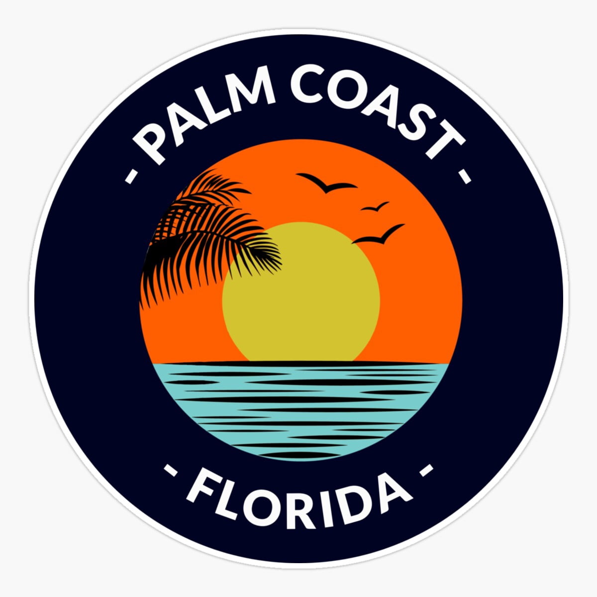 Onim Palm Coast Florida Beach Sunset Sticker, Phone Decal Water Bottle ...