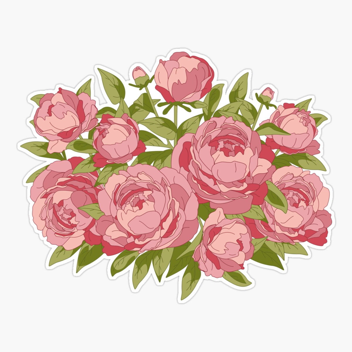 Onim Peony Bouquet Sticker, Phone Decal Water Bottle Stickers Car ...