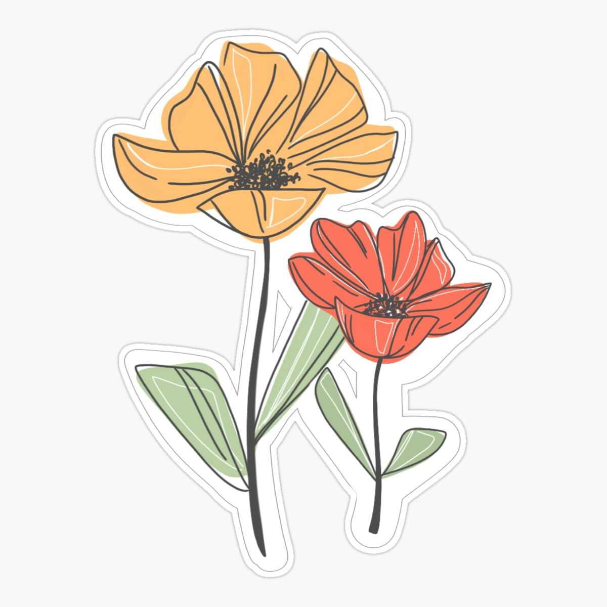 Onim Poppy Duo Sticker, Phone Decal Water Bottle Stickers Car Decals ...