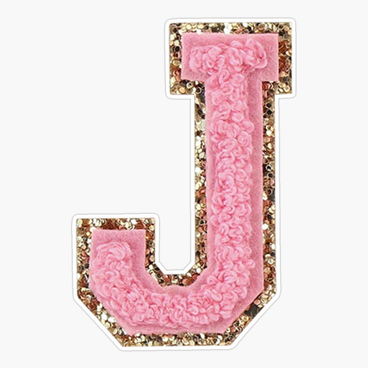 Onim Preppy Pink Varsity Letter J Sticker, Phone Decal Water Bottle ...
