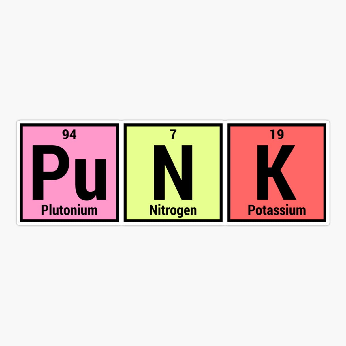Onim Punk Spelled As Periodic Table Elements - Science Design Sticker ...