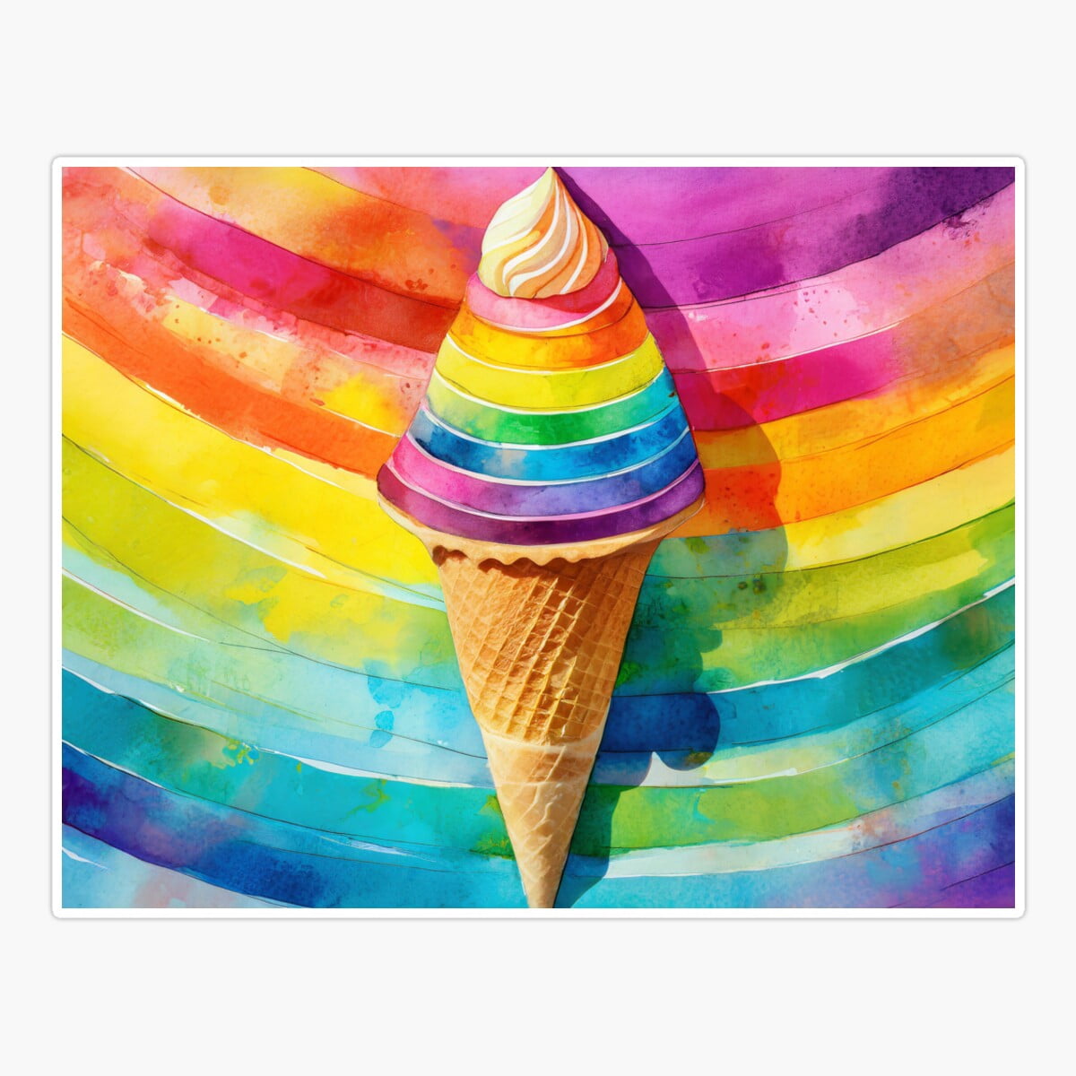Onim Rainbow Ice Cream Cone Sticker, Phone Decal Water Bottle Stickers ...