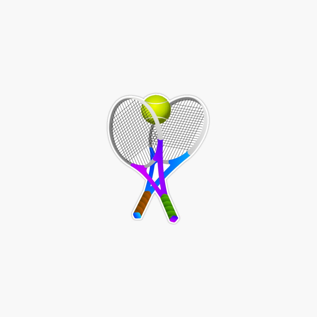 Onim Tennis Ball And Rackets Sticker, Phone Decal Water Bottle Stickers ...