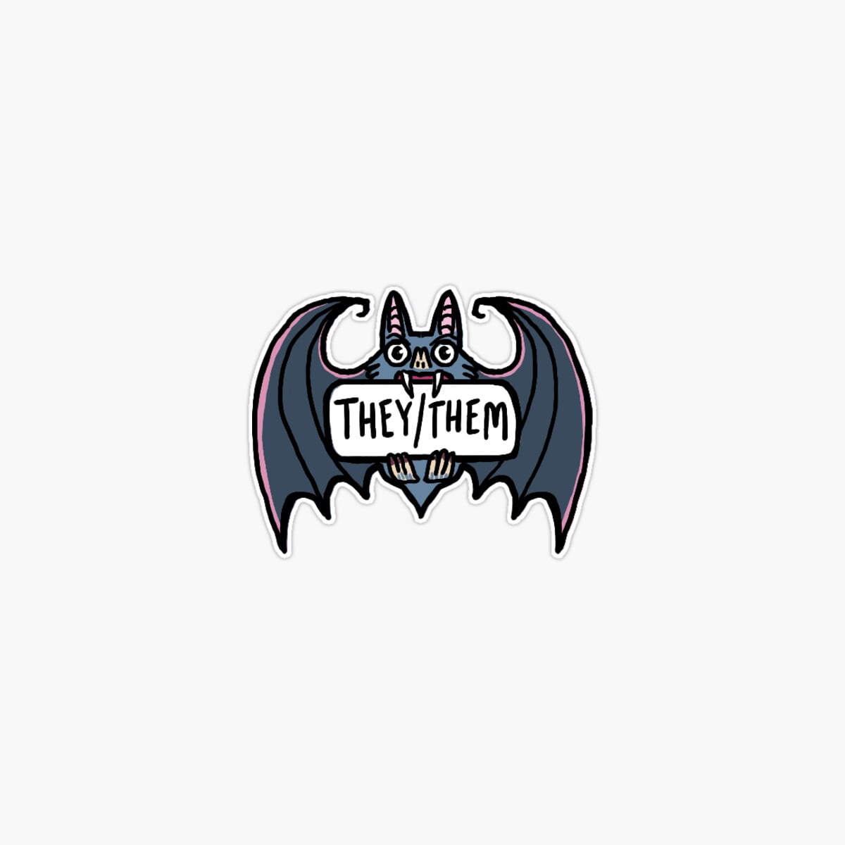 Onim They/Them Pronoun Sticker - Bat Sticker, Phone Decal Water Bottle ...