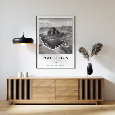 Onimhouse Poster Mauritius Travel Print, Mauritius Travel Poster, Beach Travel Print, Travel Art, Travel Poster, Black And White, Travel Gift, A2/A3/A3- UNFRAMED