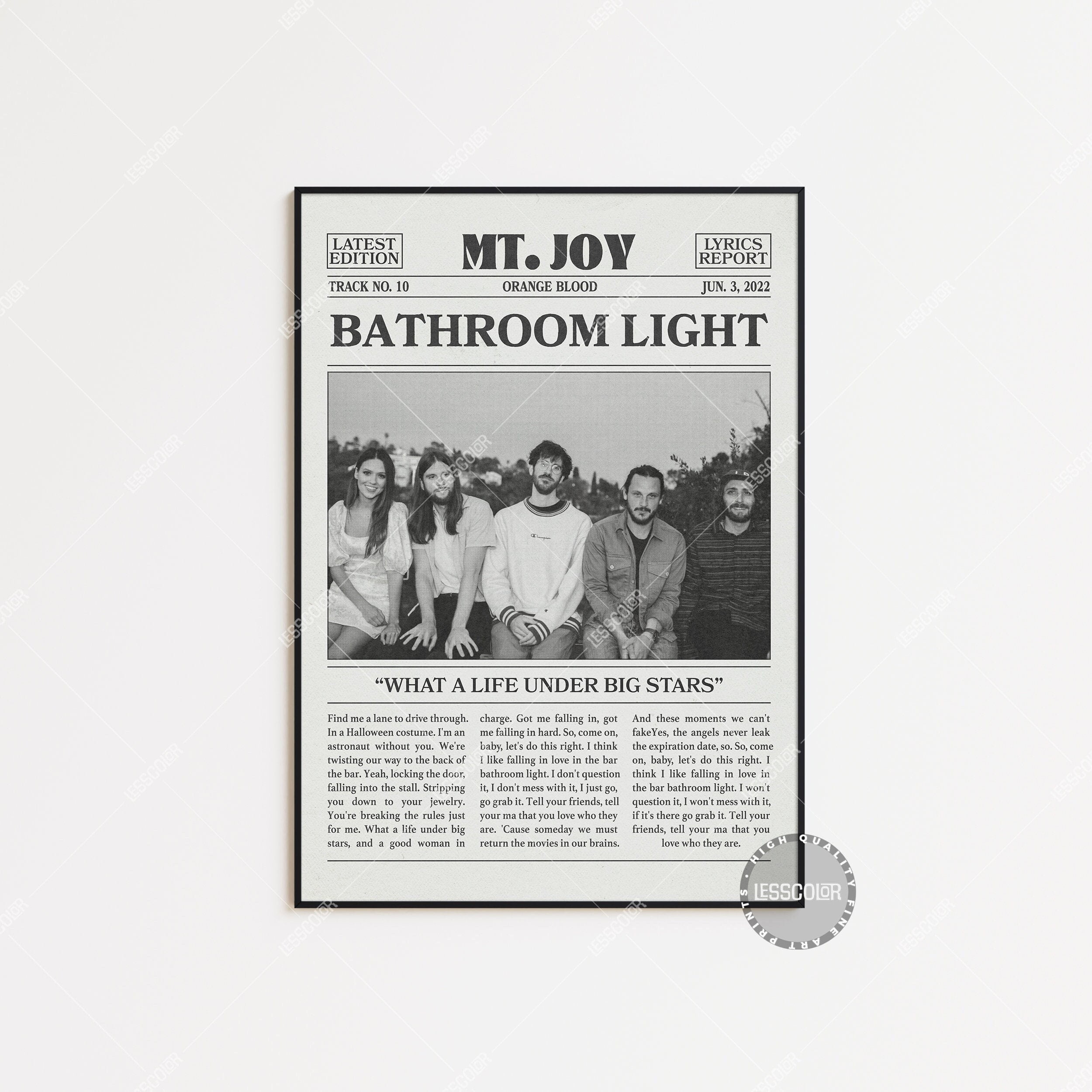 Onimhouse Poster Mt. Joy Retro Newspaper Print, Bathroom Light Poster ...