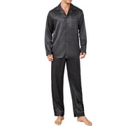 ONIMISC Men Satin Silk Pajamas Sets Long Sleeve Sleepwear Button-Down PJs Sets Two-Pieces Loungewear with Pockets