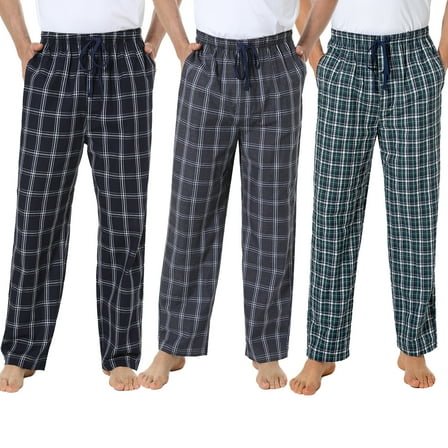Onimisc Men's 100% Cotton Pajama Pants Lightweight Pjs Bottoms Sleepwear Bottom Pants with Pocket Drawstring 3-Pack