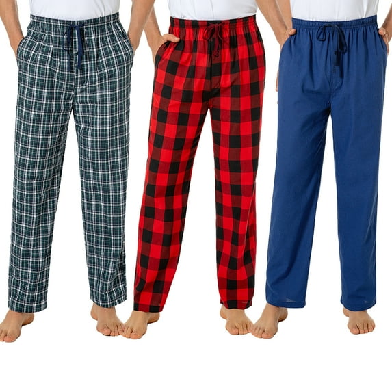 Onimisc Men's 100% Cotton Pajama Pants Lightweight Pjs Bottoms Sleepwear Bottom Pants with Pocket Drawstring 3-Pack