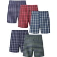 thumbnail image 1 of Onimisc Men's Big and Tall Underwear 100% Cotton Boxer Shorts Classic Plaid Woven Boxers for men, 5 Pack, 1 of 9