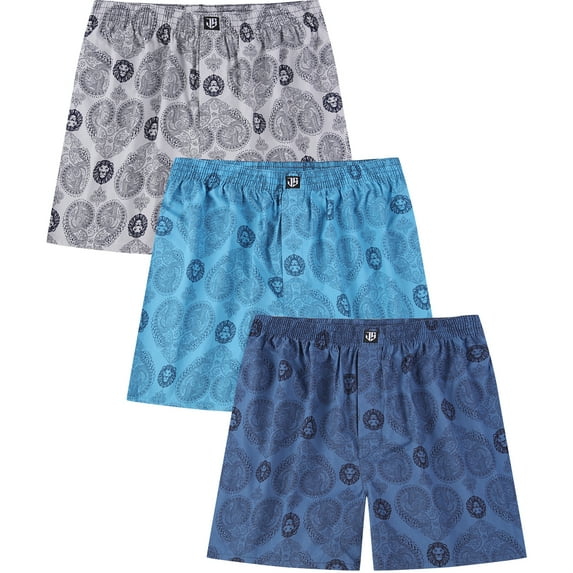 Onimisc Men's Boxers Underwear 100% Cotton Printed Woven Boxers for Men Pack Boxer Shorts, 3 Pack