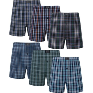 Onimisc Men's Boxers Underwear 100% Cotton Woven Boxers for Men Pack Boxer Shorts Assorted Colors, 6 Pack