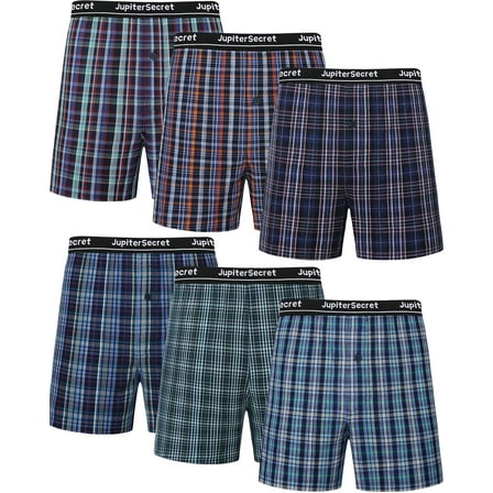 Onimisc Men's Boxers Underwear 100% Cotton Woven Boxers for Men Pack Boxer Shorts Assorted Colors, 6 Pack