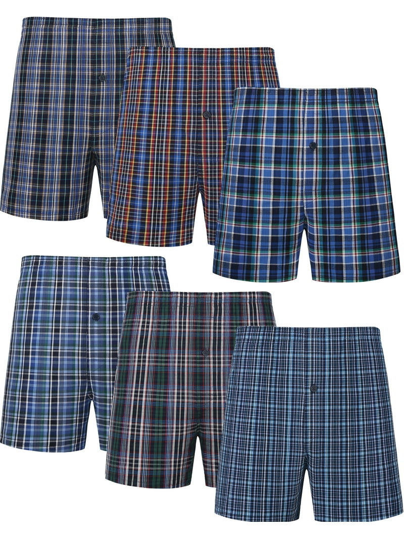 Onimisc Men's 100% Cotton Woven Boxers, Moisture-Wicking