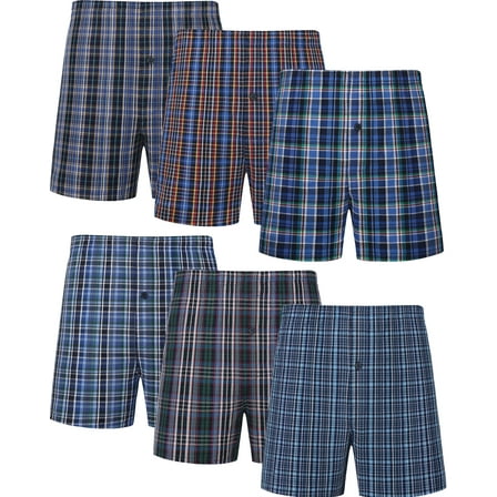 Onimisc Men's Boxers Underwear 100% Cotton Woven Boxers for Men Pack Boxer Shorts Assorted Colors, 6 Pack