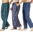 thumbnail image 1 of Onimisc Men's 100% Cotton Pajama Pants Lightweight Pjs Bottoms Sleepwear Bottom Pants with Pocket Drawstring 3-Pack, 1 of 9