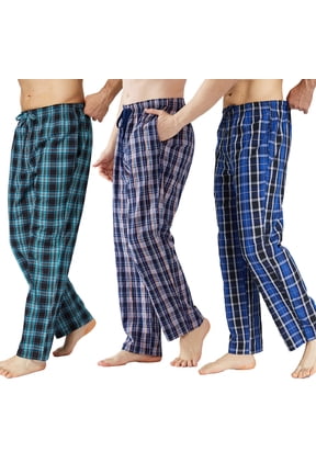 Men's 100% Cotton Pajama Pants Lightweight Pjs Bottoms Sleepwear Bottom Pants with Pocket Drawstring 3-Pack