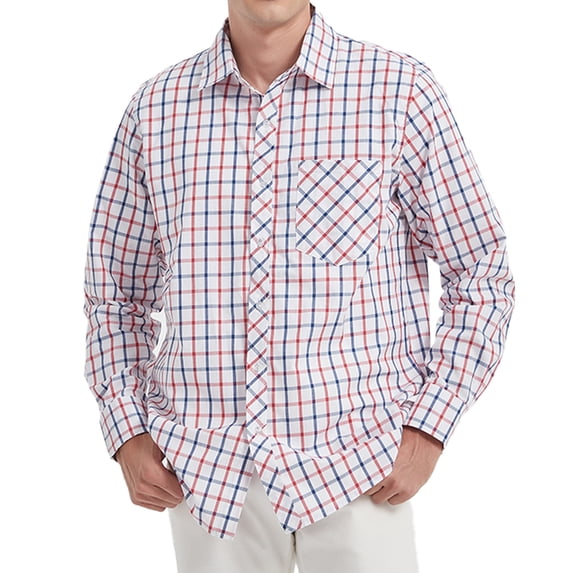 Onimisc Men's Big and Tall Casual Button Down Shirts Cotton Long Sleeve Plaid Work Shirts for Men