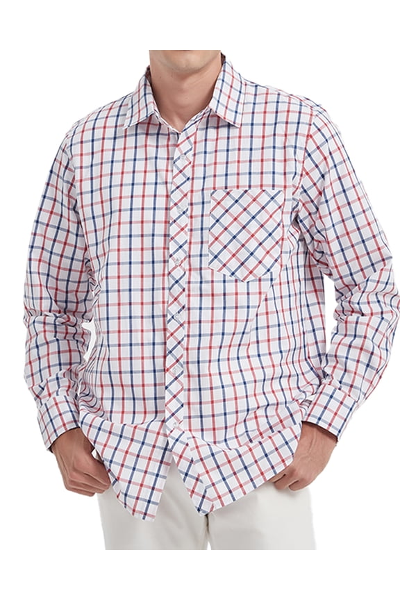 Men's Casual Button Down Shirts Cotton Long Sleeve Plaid Work Shirts for Men