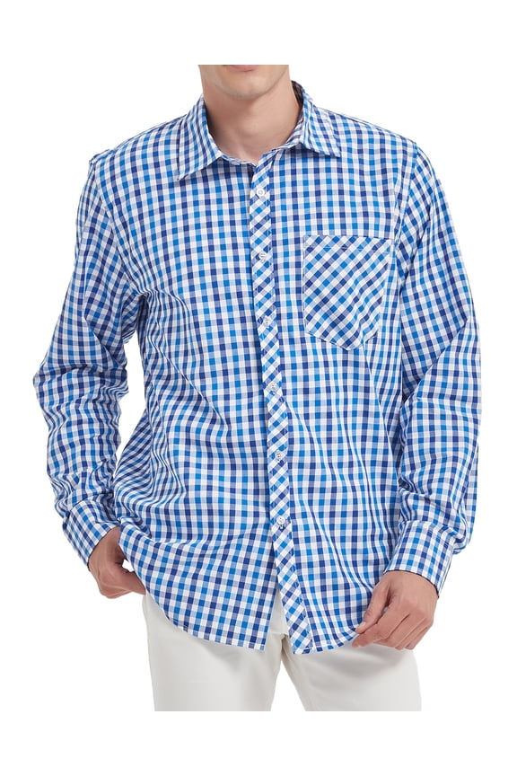 Men's Casual Button Down Shirts Cotton Long Sleeve Plaid Work Shirts for Men