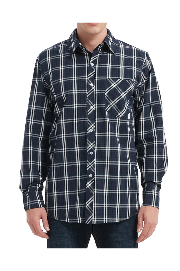 Men's Casual Button Down Shirts Cotton Long Sleeve Plaid Work Shirts for Men