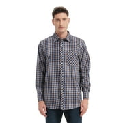 ONIMISC Men's Plaid Cotton Long Sleeve Button-Up Shirt Regular Fit Casual Dress Shirt for Men