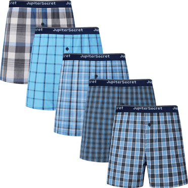Onimisc Men's Underwear 100% Cotton Boxer Shorts Classic Plaid Woven Boxers for men, 5 Pack