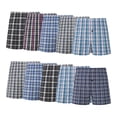 thumbnail image 1 of Onimisc Men's Woven Boxer Shorts Cotton Plaid Boxers for Men Underwear with Button Fly, 10 Pack, 1 of 7