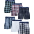 thumbnail image 1 of Onimisc Men's Boxer Shorts Cotton Classic Plaid Woven Boxers for Men Soft Breathable Mens Underwear with Button Fly Assorted Colors, 6 Pack, 1 of 10