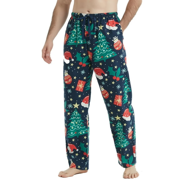 Onimisc Mens Christmas Pajama Pants Flannel Plaid Cotton Sleep Lounge Pants Warm Sleepwear Pants PJ Bottoms with Pockets and Button Fly, 1 Pack