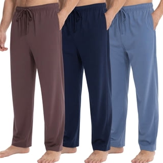 Onimisc Mens Cotton Knit Pajama Pants, Lightweight Lounge Pj Bottoms for Men Soft Sleep Pants with Pockets & Drawstring, 3 Pack