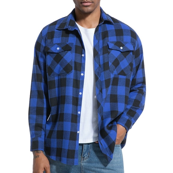 Onimisc Mens Flannel Shirt Long Sleeve Plaid Flannel Shirt for Men Casual Button Down Shirts Regular Fit