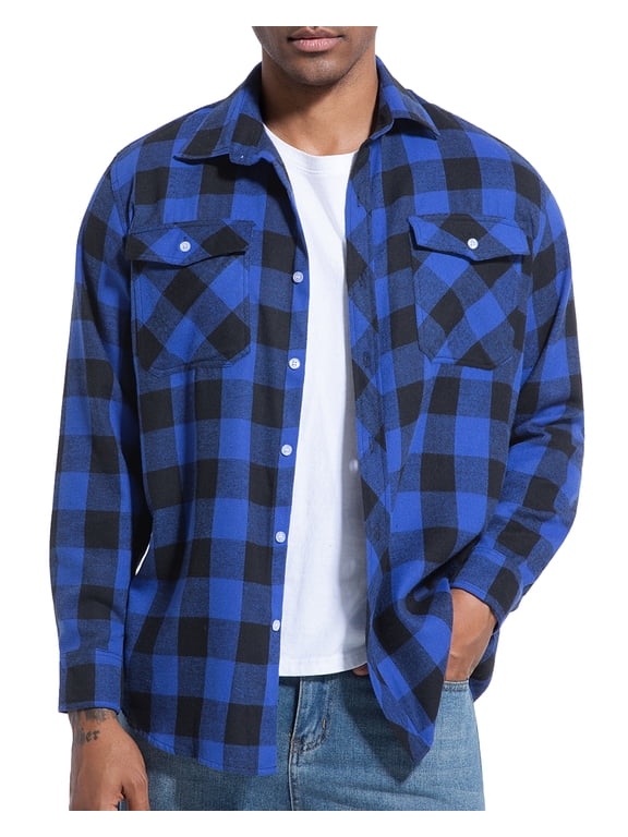 Mens Flannel Shirt Long Sleeve Plaid Flannel Shirt for Men Casual Button Down Shirts Regular Fit