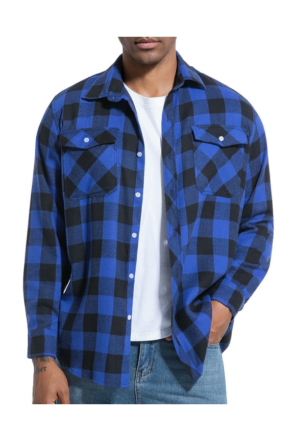 Mens Flannel Shirt Long Sleeve Plaid Flannel Shirt for Men Casual Button Down Shirts Regular Fit