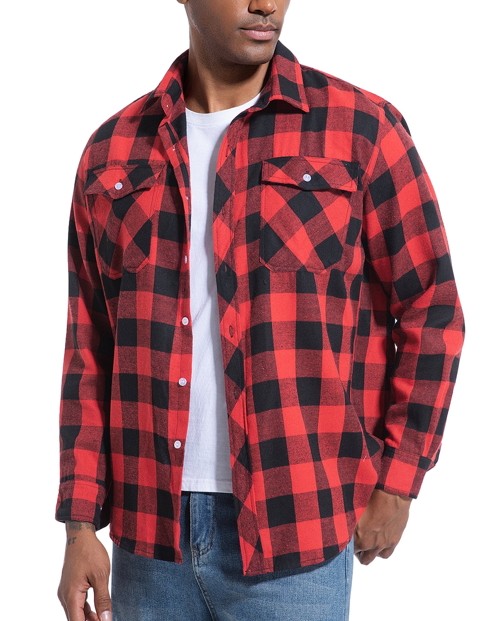 Mens Flannel Shirt Long Sleeve Plaid Flannel Shirt for Men Casual Button Down Shirts Regular Fit