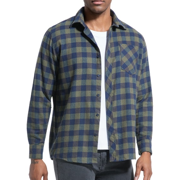 Onimisc Mens Flannel Shirt Long Sleeve Plaid Flannel Shirt for Men Casual Button Down Shirts Regular Fit