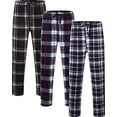 thumbnail image 1 of Onimisc Men's Fleece Pajama Pants Plaid Loungewear Soft Pj Bottoms Sleepwear with Pockets, 3 Pack, 1 of 1