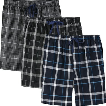 Onimisc Mens Woven Pajama Shorts Pajama Bottoms Plaid Sleep Shorts Lounge Pants Sleepwear Pj Pants for Men 3 Pack