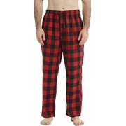 ONIMISC Mens Pajama Pants Flannel Plaid Cotton Sleep Lounge Pants Warm Sleepwear Pants PJ Bottoms with Pockets and Button Fly, 1 Pack