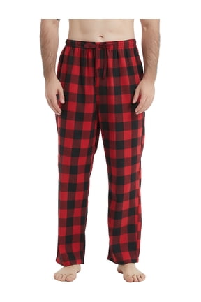 Mens Pajama Pants Flannel Plaid Cotton Sleep Lounge Pants Warm Sleepwear Pants PJ Bottoms with Pockets and Button Fly, 1 Pack