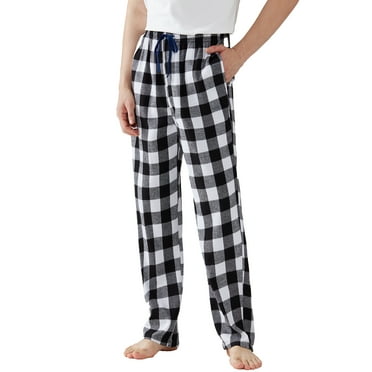 Onimisc Mens Pajama Pants Flannel Plaid Cotton Sleep Lounge Pants Warm Sleepwear Pants PJ Bottoms with Pockets and Button Fly, 1 Pack