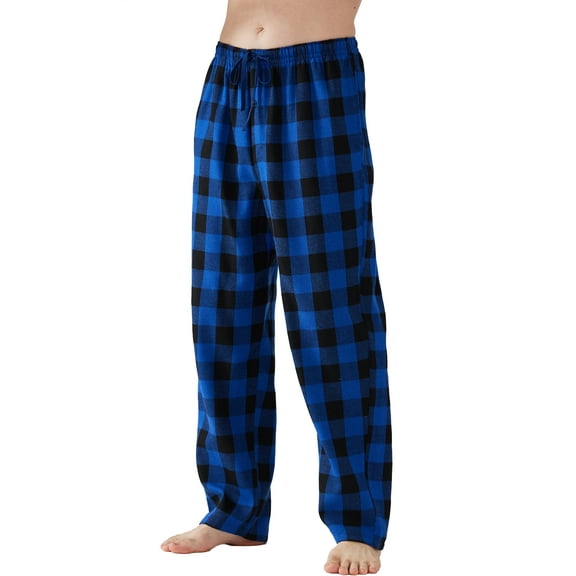 Onimisc Mens Pajama Pants Flannel Plaid Cotton Sleep Lounge Pants Warm Sleepwear Pants PJ Bottoms with Pockets and Button Fly, 1 Pack