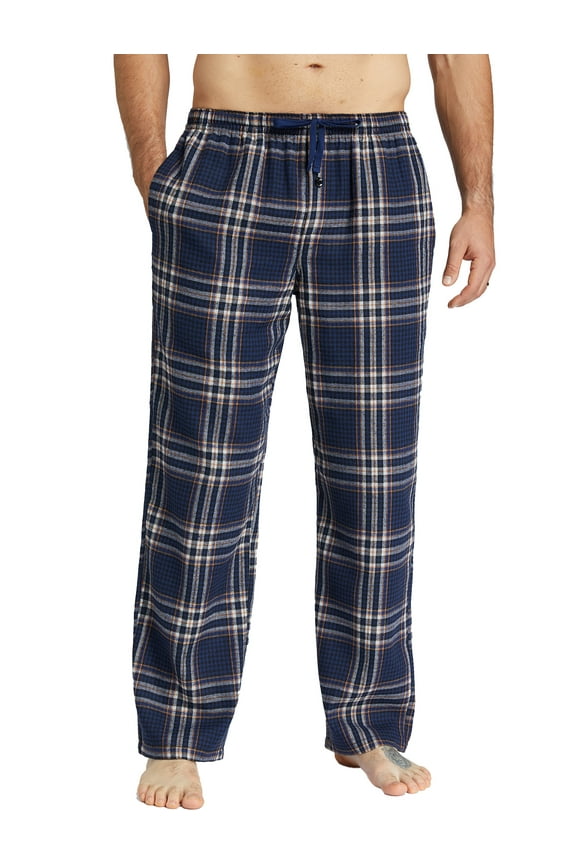 Mens Pajama Pants Flannel Plaid Cotton Sleep Lounge Pants Warm Sleepwear Pants PJ Bottoms with Pockets and Button Fly, 1 Pack