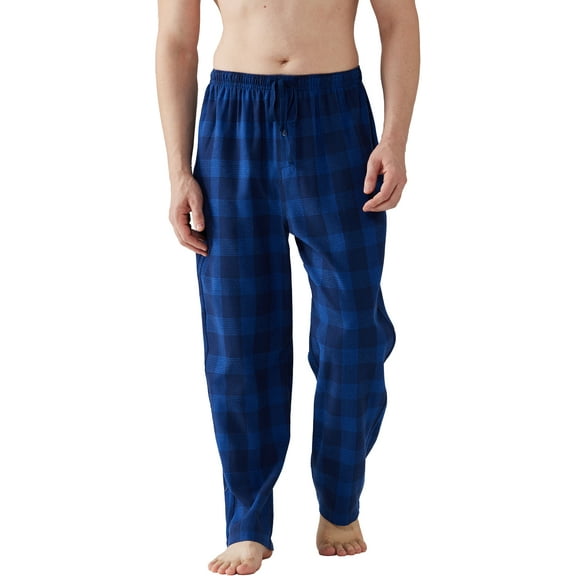 Onimisc Mens Pajama Pants Flannel Plaid Cotton Sleep Lounge Pants Warm Sleepwear Pants PJ Bottoms with Pockets and Button Fly, 1 Pack