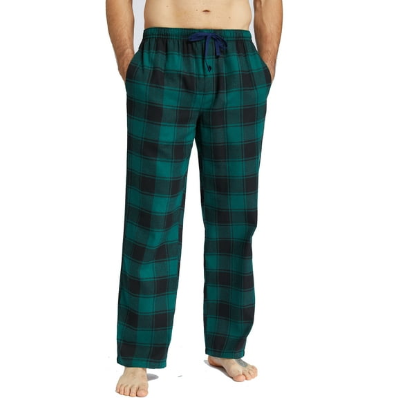 Onimisc Mens Pajama Pants Flannel Plaid Cotton Sleep Lounge Pants Warm Sleepwear Pants PJ Bottoms with Pockets and Button Fly, 1 Pack