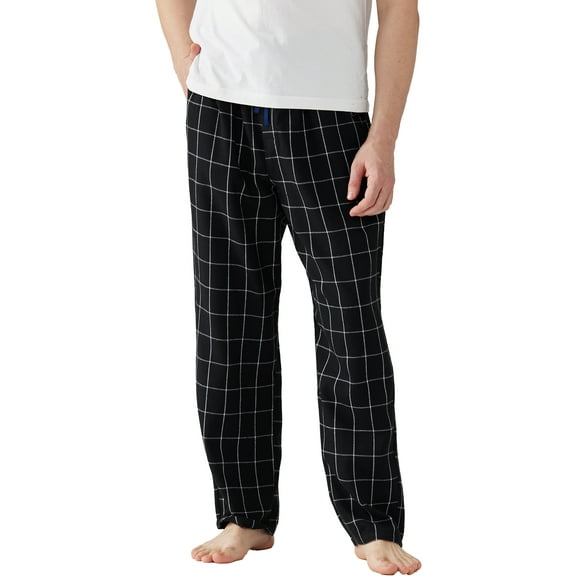 Onimisc Mens Pajama Pants Flannel Plaid Cotton Sleep Lounge Pants Warm Sleepwear Pants PJ Bottoms with Pockets and Button Fly, 1 Pack