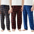 thumbnail image 1 of Onimisc Mens Pajama Pants Flannel Plaid Cotton Sleep Lounge Pants Warm Sleepwear Pants PJ Bottoms with Pockets and Button Fly, 3 Pack, 1 of 10