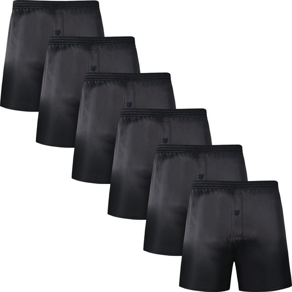 Onimisc Mens Silk Boxer Underwear Satin Boxers for men Sleep shorts Pajama Bottoms with Button Fly , 6 Pack