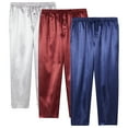 thumbnail image 1 of Onimisc Mens Satin Pajama Pants Set, Silky Feeling Sleep & Lounge Pants, PJ Bottoms with Pockets and Button Fly, 3 Pack, 1 of 8